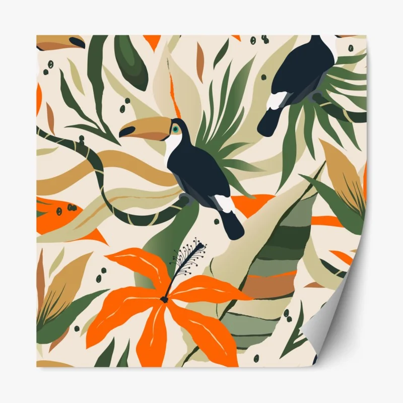 Naklejka repozycjonowalna tropikalny motyw tukanów