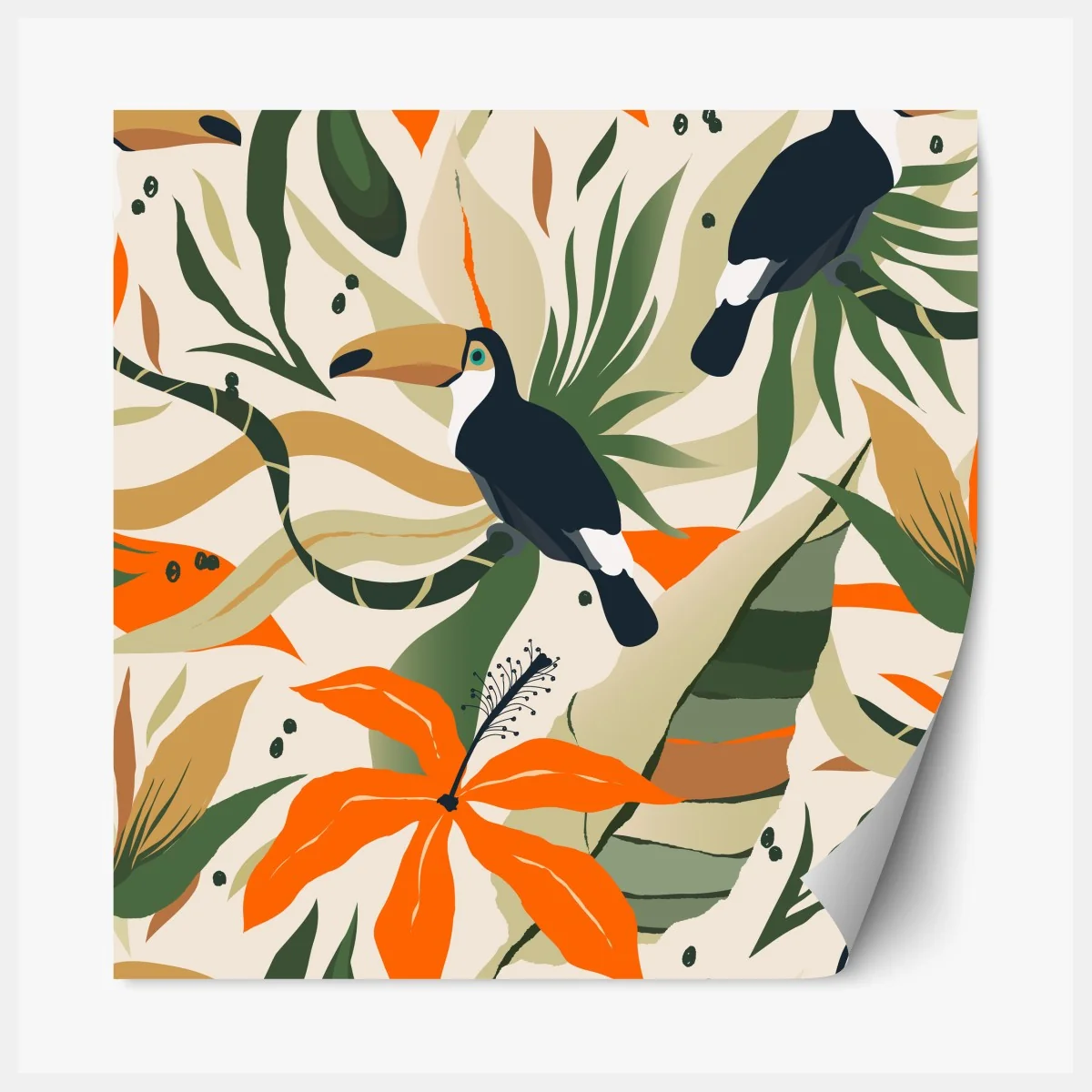 Naklejka repozycjonowalna tropikalny motyw tukanów – Wallissimo® Naklejka repozycjonowalna tropikalny motyw tukanów – Wallissimo®