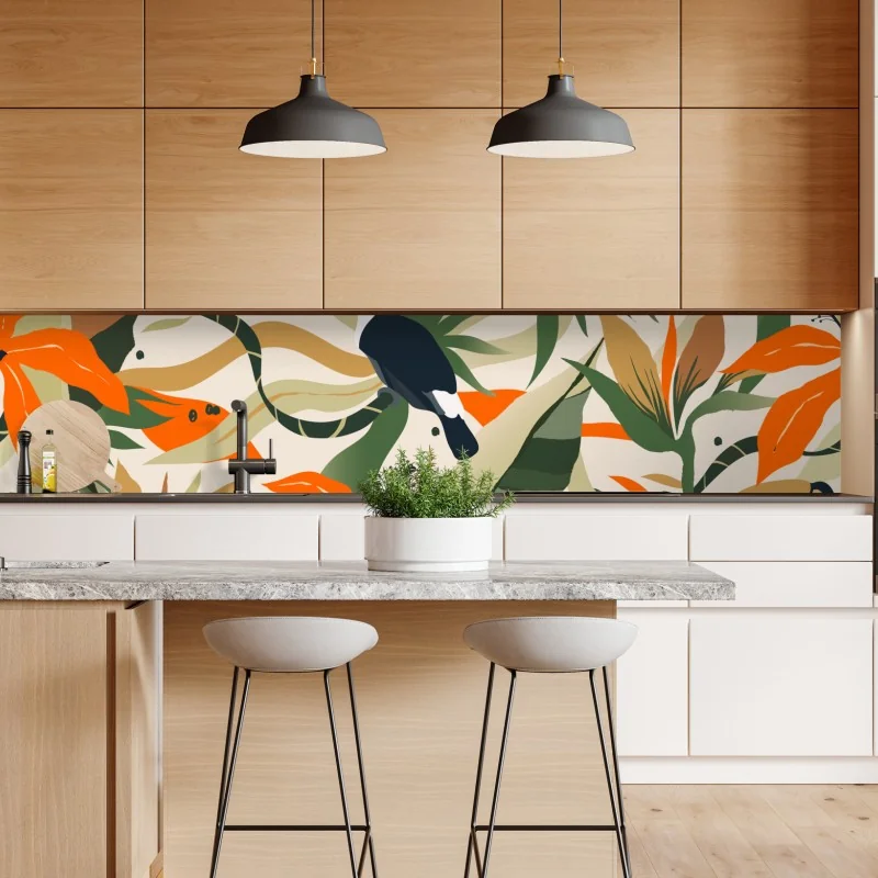 Naklejka repozycjonowalna tropikalny motyw tukanów – Wallissimo® Naklejka repozycjonowalna tropikalny motyw tukanów – Wallissimo®
