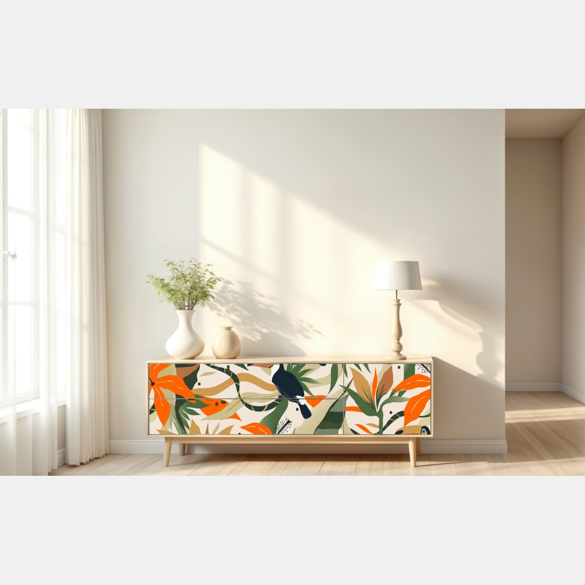 Naklejka repozycjonowalna tropikalny motyw tukanów – Wallissimo® Naklejka repozycjonowalna tropikalny motyw tukanów – Wallissimo®