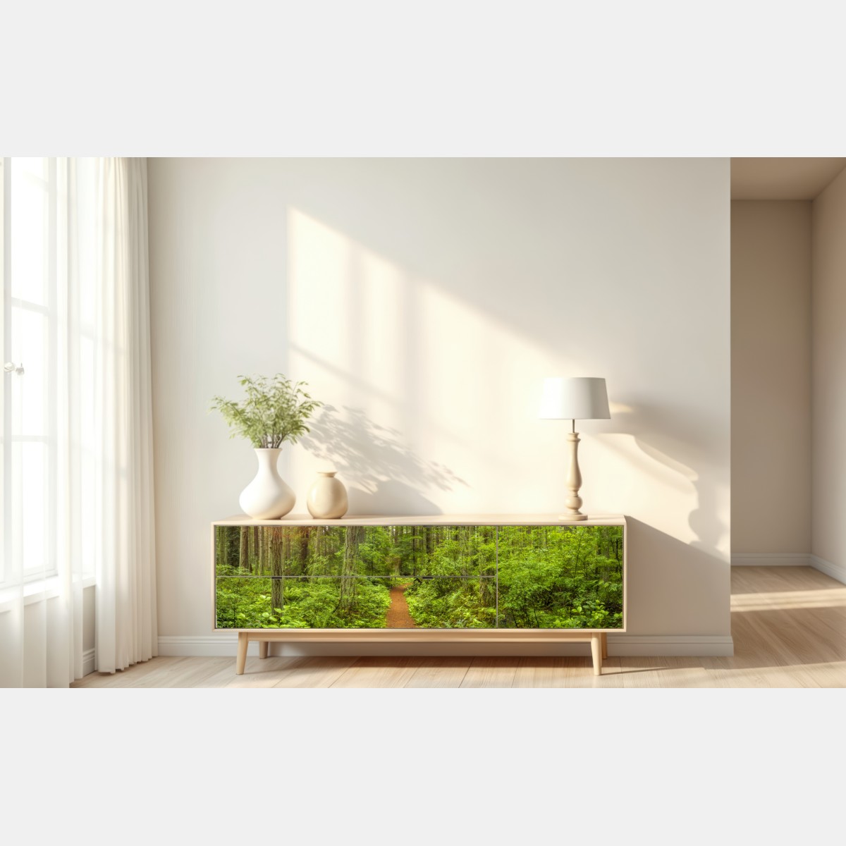 Naklejka repozycjonowalna spokojna leśna ścieżka – Wallissimo® Naklejka repozycjonowalna spokojna leśna ścieżka – Wallissimo®