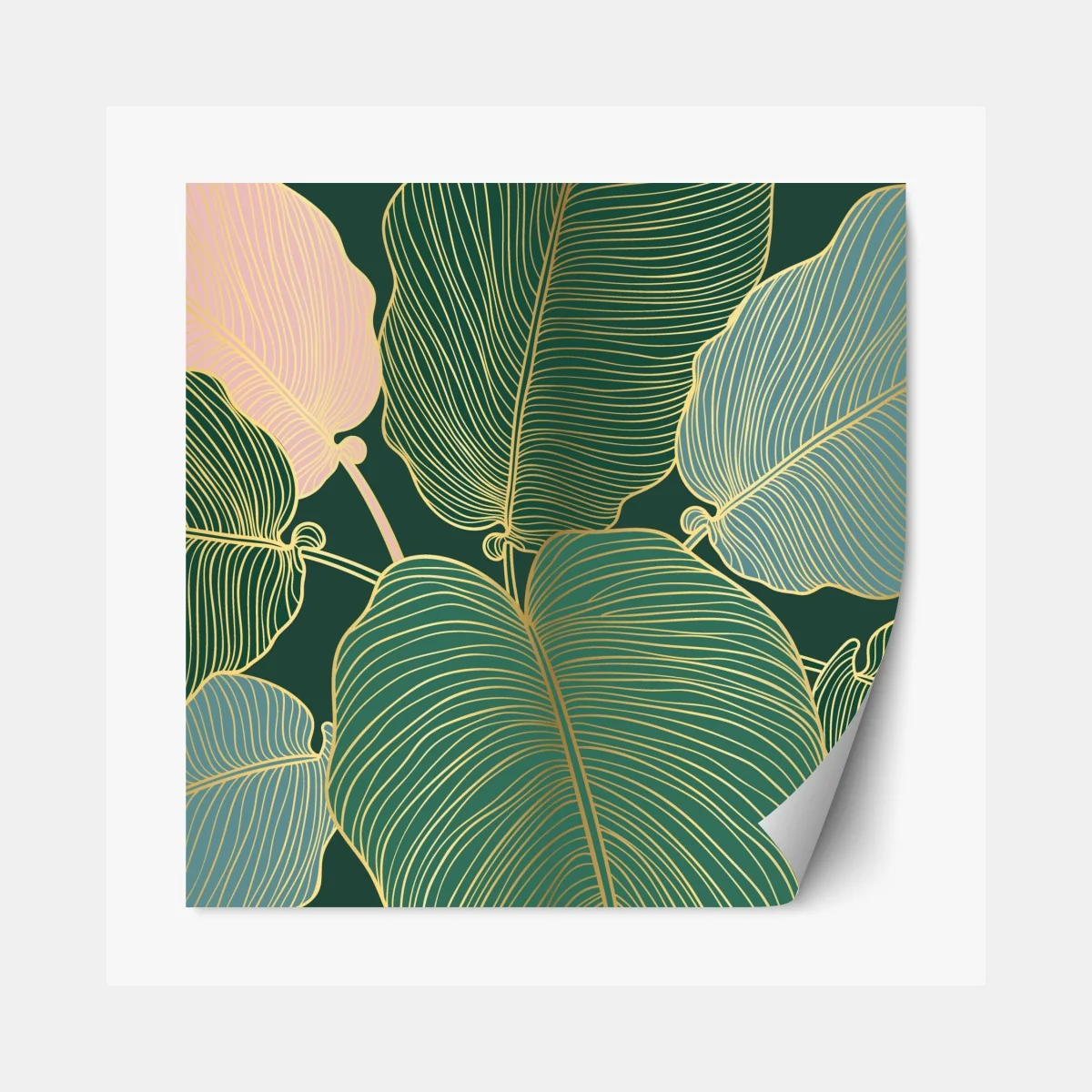 Naklejka repozycjonowalna złote tropikalne liście – Wallissimo® Naklejka repozycjonowalna złote tropikalne liście – Wallissimo®