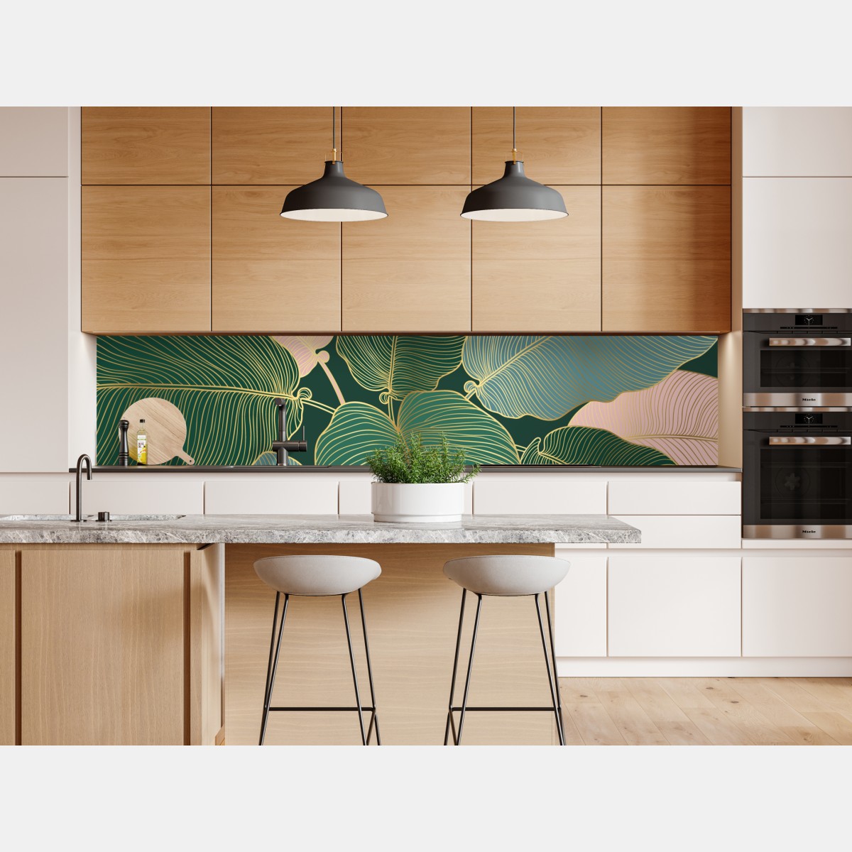 Naklejka repozycjonowalna złote tropikalne liście – Wallissimo® Naklejka repozycjonowalna złote tropikalne liście – Wallissimo®