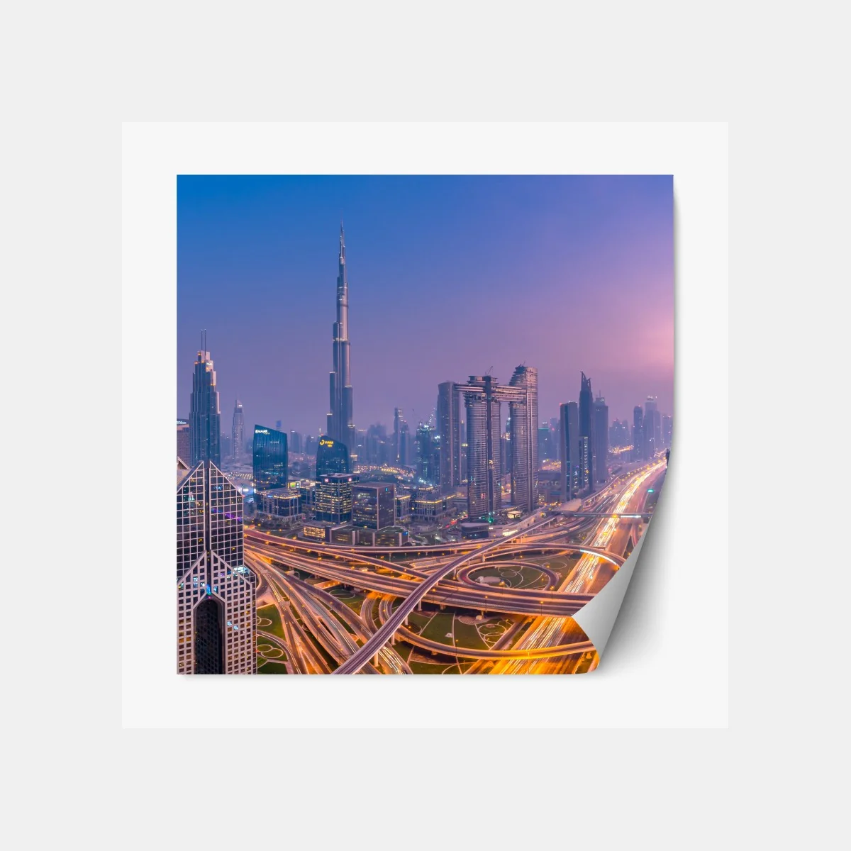 Naklejka repozycjonowalna panoramiczny widok Dubaju o zmierzchu – Wallissimo® Naklejka repozycjonowalna panoramiczny widok Dubaju o zmierzchu – Wallissimo®