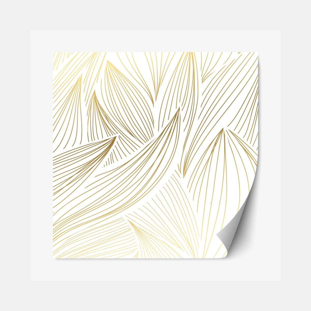 Naklejka repozycjonowalna złote liście w liniowej grafice – Wallissimo® Naklejka repozycjonowalna złote liście w liniowej grafice – Wallissimo®