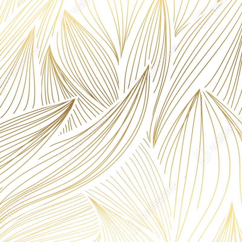 Naklejka repozycjonowalna złote liście w liniowej grafice – Wallissimo® Naklejka repozycjonowalna złote liście w liniowej grafice – Wallissimo®