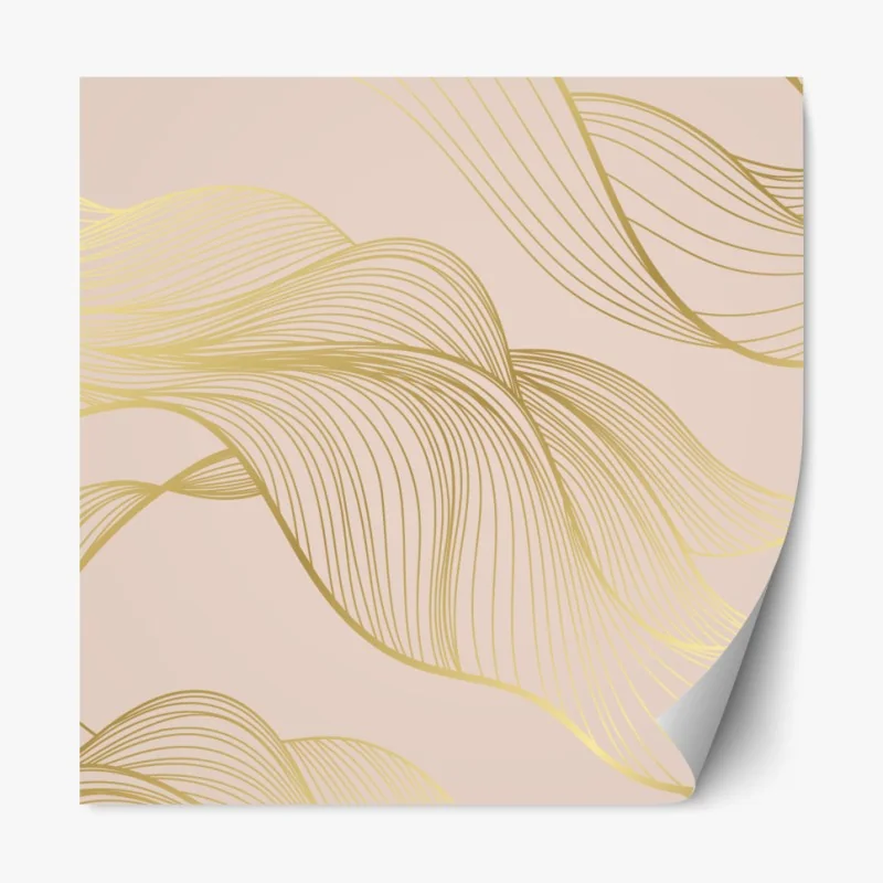 Naklejka repozycjonowalna abstrakcyjny wzór złotych fal