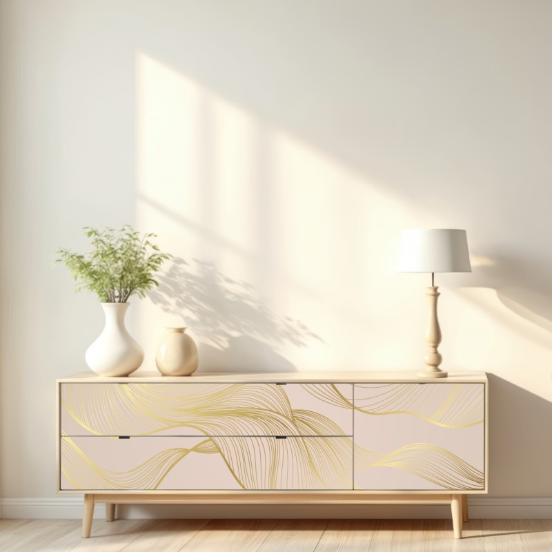 Naklejka repozycjonowalna abstrakcyjny wzór złotych fal – Wallissimo® Naklejka repozycjonowalna abstrakcyjny wzór złotych fal – Wallissimo®