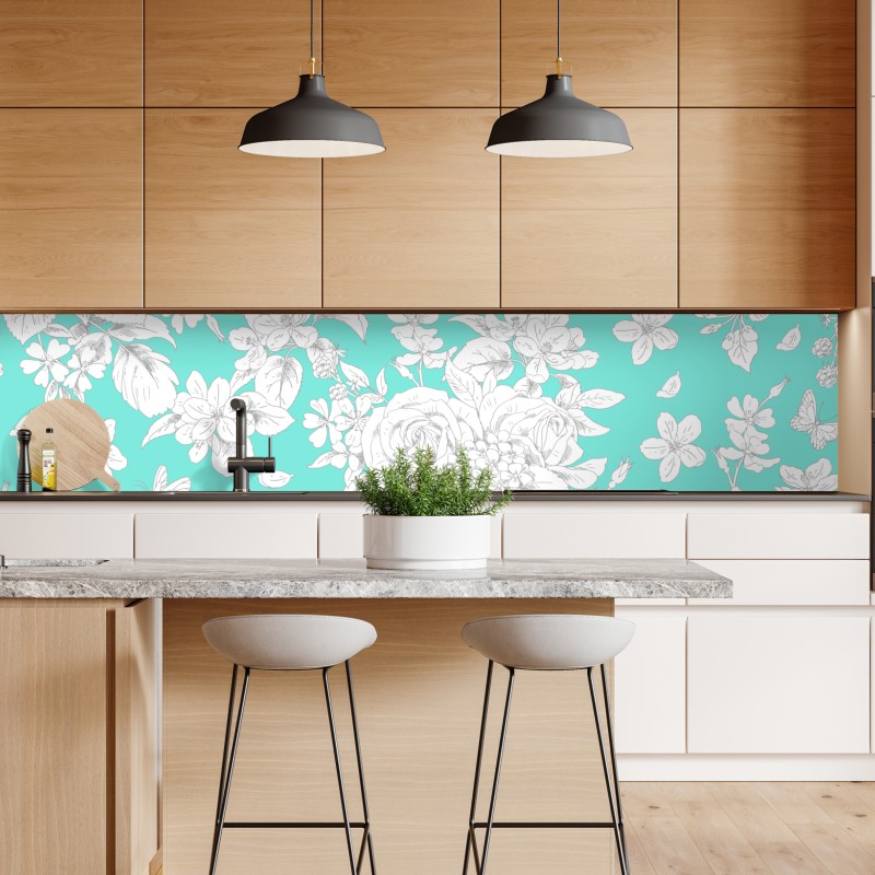 Naklejka repozycjonowalna niebieska geometryczna kompozycja 3d – Wallissimo®