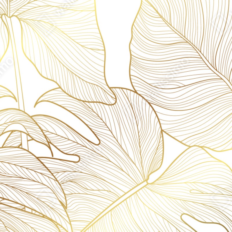 Naklejka repozycjonowalna złote botaniczne rysunki liści – Wallissimo® Naklejka repozycjonowalna złote botaniczne rysunki liści – Wallissimo®