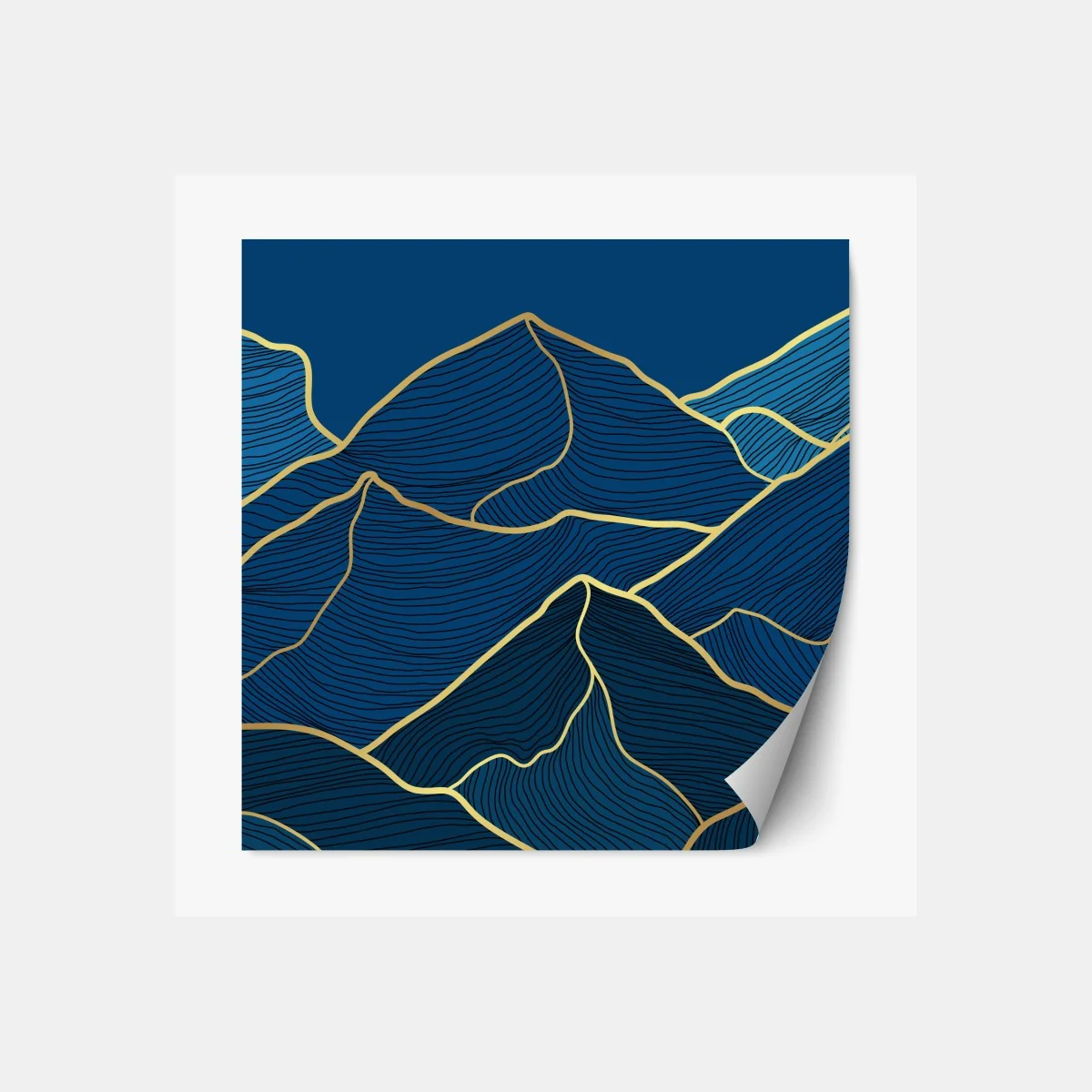 Naklejka repozycjonowalna złote linie górskie na granatowym tle – Wallissimo® Naklejka repozycjonowalna złote linie górskie na granatowym tle – Wallissimo®