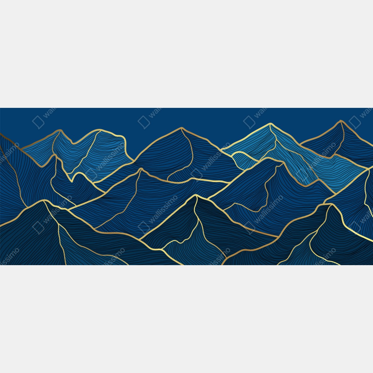 Naklejka repozycjonowalna złote linie górskie na granatowym tle – Wallissimo® Naklejka repozycjonowalna złote linie górskie na granatowym tle – Wallissimo®