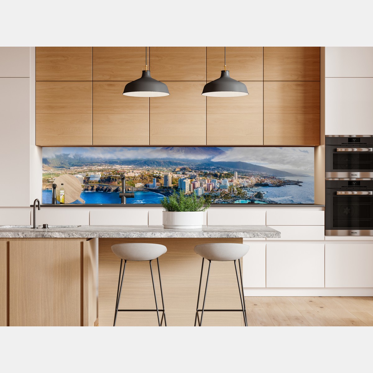 Naklejka repozycjonowalna panorama lotnicza wybrzeża Teneryfy z wulkanem Teide – Wallissimo® Naklejka repozycjonowalna panorama lotnicza wybrzeża Teneryfy z wulkanem Teide – Wallissimo®