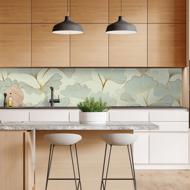 Naklejka repozycjonowalna botaniczny wzór z kwiatami cytrusów na granatowym tle – Wallissimo®