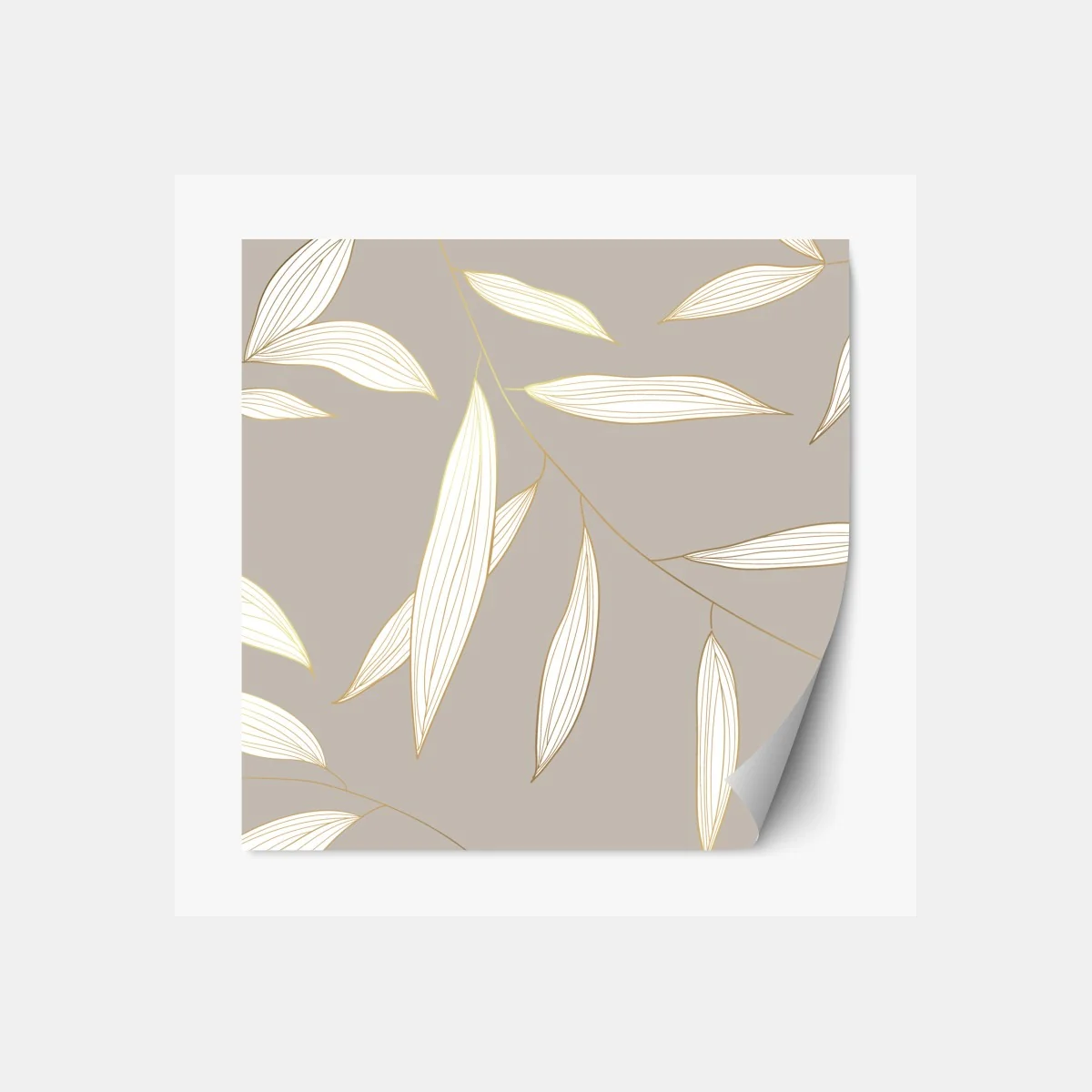 Naklejka repozycjonowalna delikatne liście z złotym obrysem na beżowym tle – Wallissimo® Naklejka repozycjonowalna delikatne liście z złotym obrysem na beżowym tle – Wallissimo®