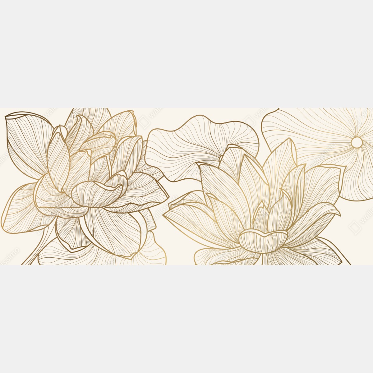 Naklejka repozycjonowalna elegancka złota ilustracja kwiatowa – Wallissimo® Naklejka repozycjonowalna elegancka złota ilustracja kwiatowa – Wallissimo®