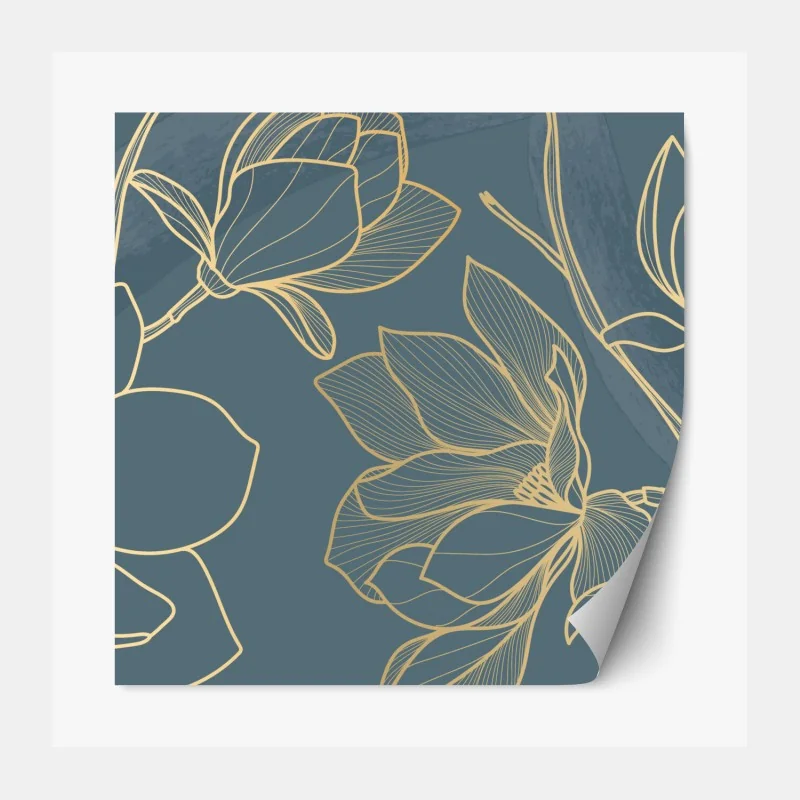 Naklejka repozycjonowalna złote liście w stylu line art – Wallissimo®