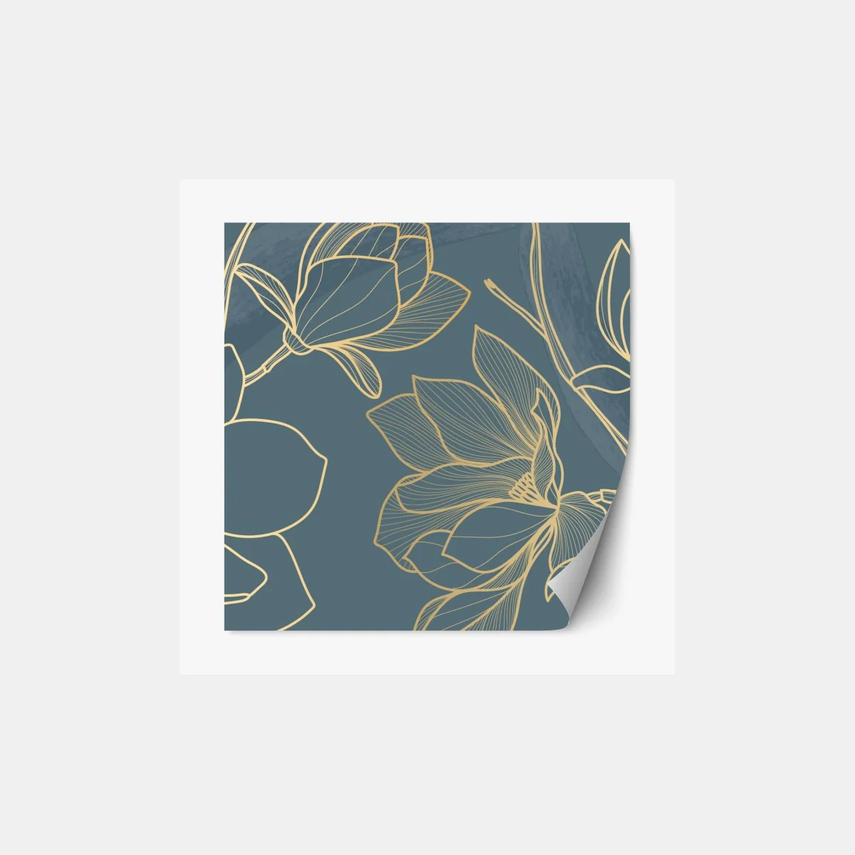 Naklejka repozycjonowalna złota magnolia na turkusowym tle – Wallissimo® Naklejka repozycjonowalna złota magnolia na turkusowym tle – Wallissimo®