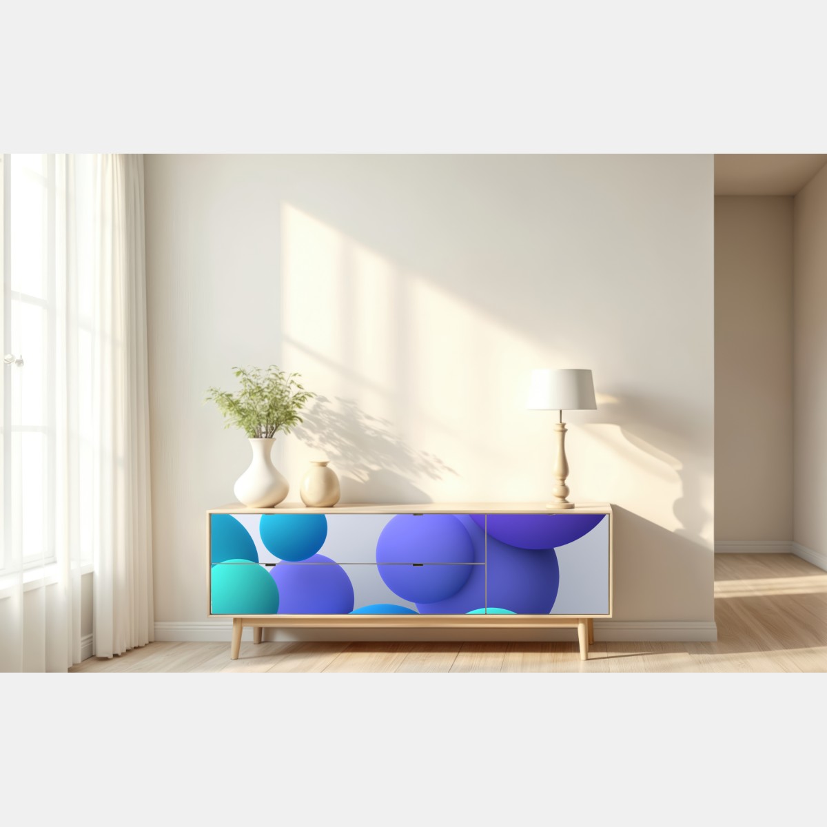 Naklejka repozycjonowalna kolorowe pływające kule 3d abstrakcja – Wallissimo® Naklejka repozycjonowalna kolorowe pływające kule 3d abstrakcja – Wallissimo®