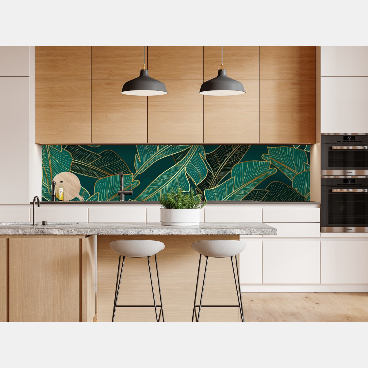 Naklejka repozycjonowalna złote tropikalne liście bananowca – Wallissimo® Naklejka repozycjonowalna złote tropikalne liście bananowca – Wallissimo®