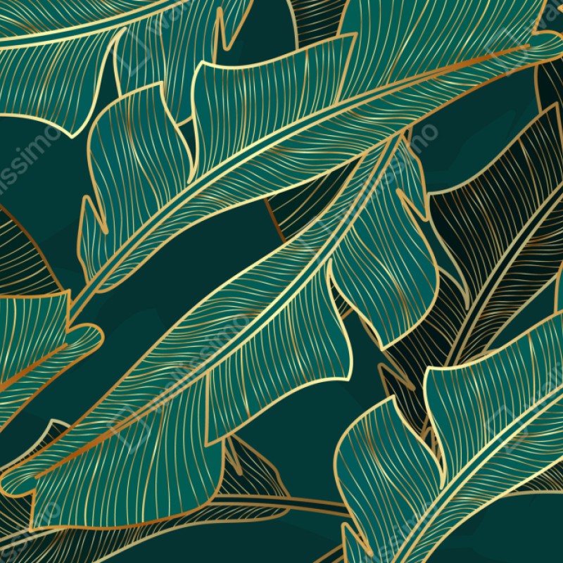 Naklejka repozycjonowalna złote tropikalne liście bananowca – Wallissimo® Naklejka repozycjonowalna złote tropikalne liście bananowca – Wallissimo®