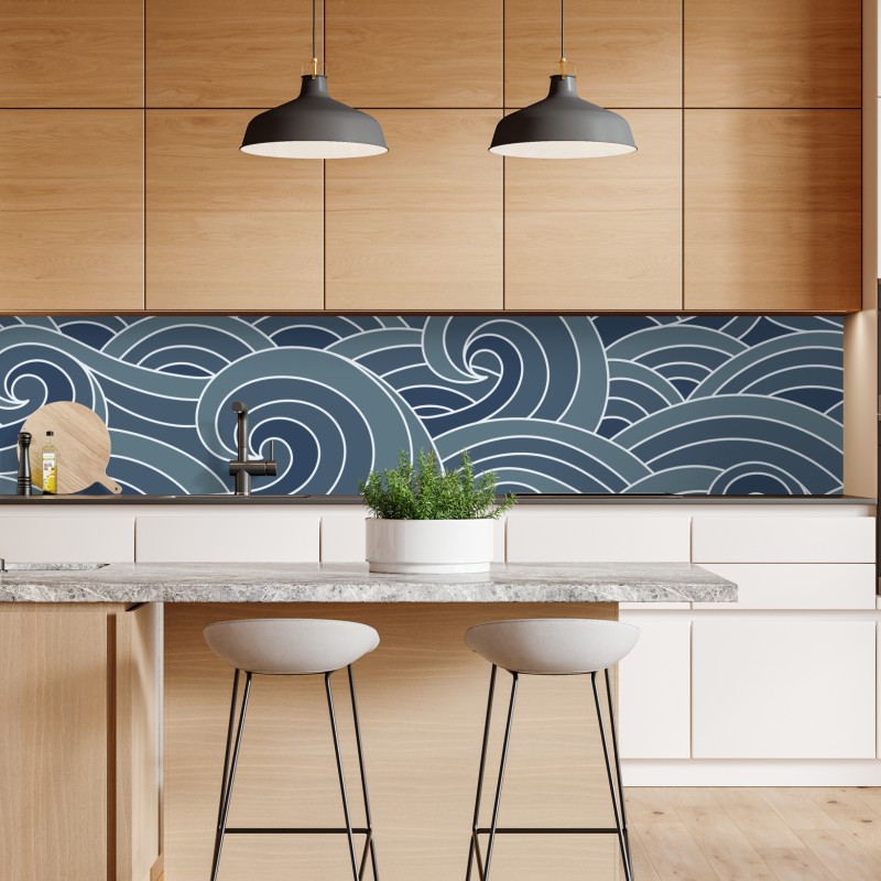 Naklejka repozycjonowalna abstrakcyjny wzór złotych fal – Wallissimo®