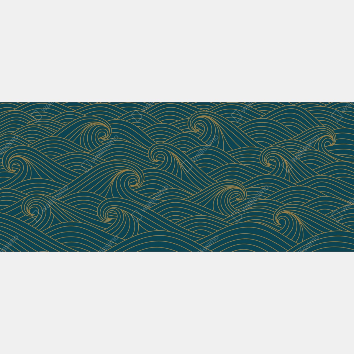 Naklejka repozycjonowalna turkusowy wzór fal ze złotymi liniami – Wallissimo® Naklejka repozycjonowalna turkusowy wzór fal ze złotymi liniami – Wallissimo®