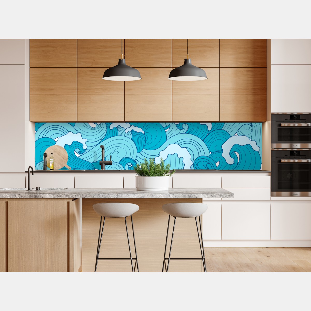 Naklejka repozycjonowalna niebieskie fale oceanu – Wallissimo® Naklejka repozycjonowalna niebieskie fale oceanu – Wallissimo®