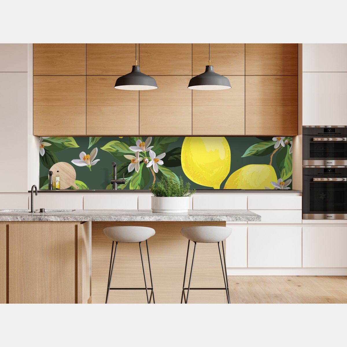 Naklejka repozycjonowalna botaniczny wzór z cytrynami – Wallissimo® Naklejka repozycjonowalna botaniczny wzór z cytrynami – Wallissimo®