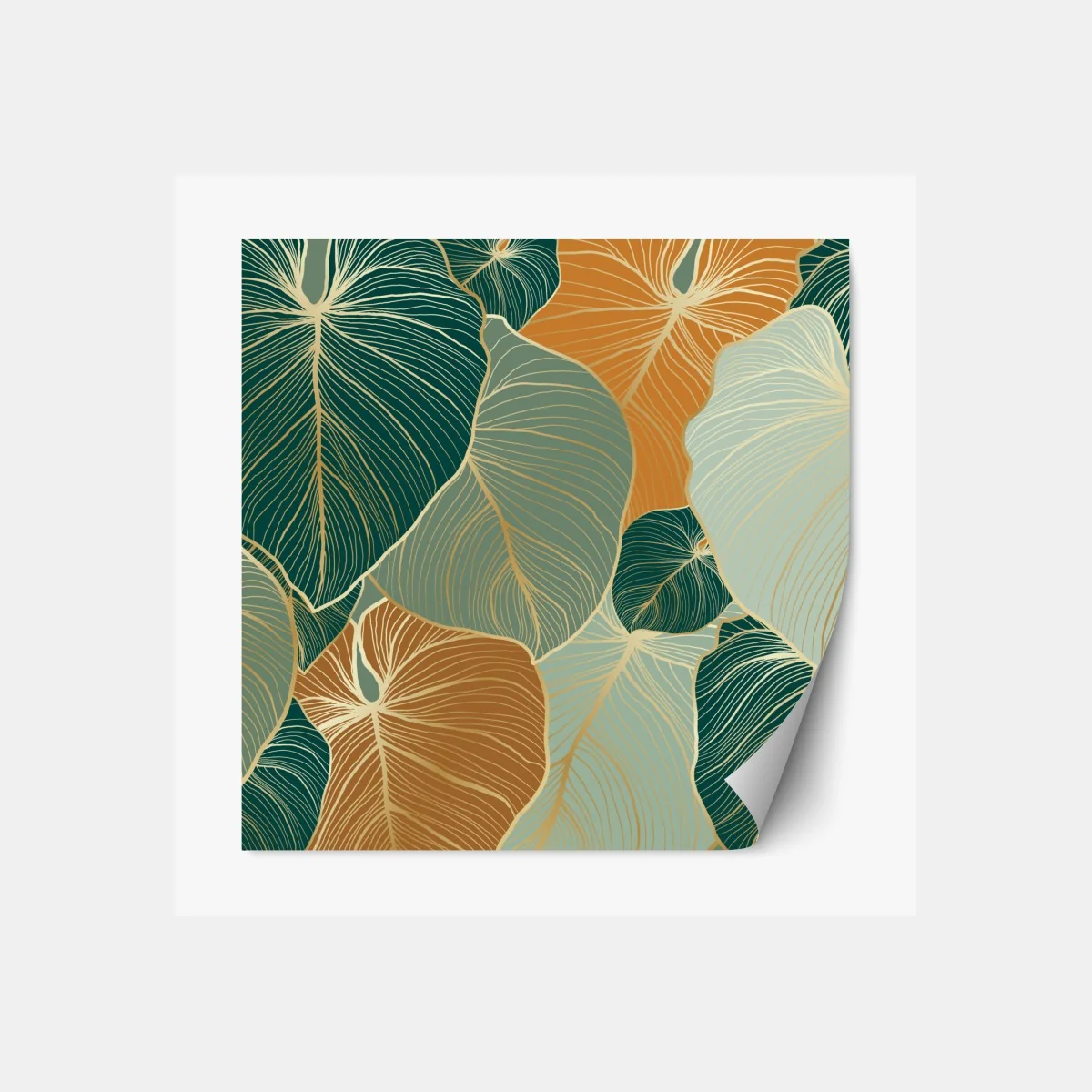 Naklejka repozycjonowalna turkusowy i złoty botaniczny wzór liści – Wallissimo® Naklejka repozycjonowalna turkusowy i złoty botaniczny wzór liści – Wallissimo®