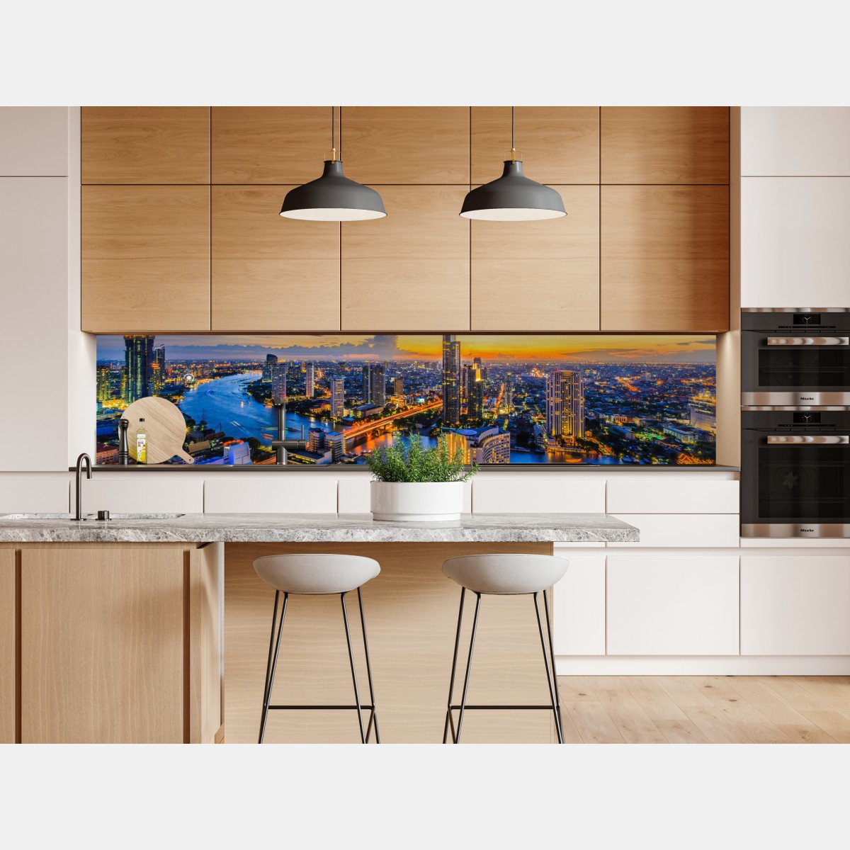 Naklejka repozycjonowalna tętniąca życiem panorama miasta o zmierzchu – Wallissimo® Naklejka repozycjonowalna tętniąca życiem panorama miasta o zmierzchu – Wallissimo®