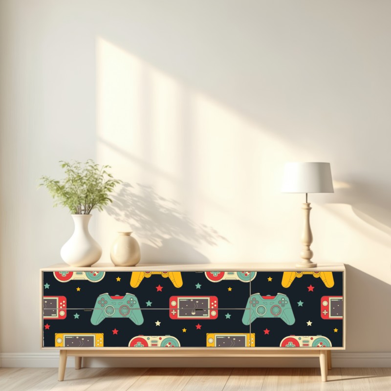 Naklejka repozycjonowalna wzór retro padów do gier – Wallissimo® Naklejka repozycjonowalna wzór retro padów do gier – Wallissimo®