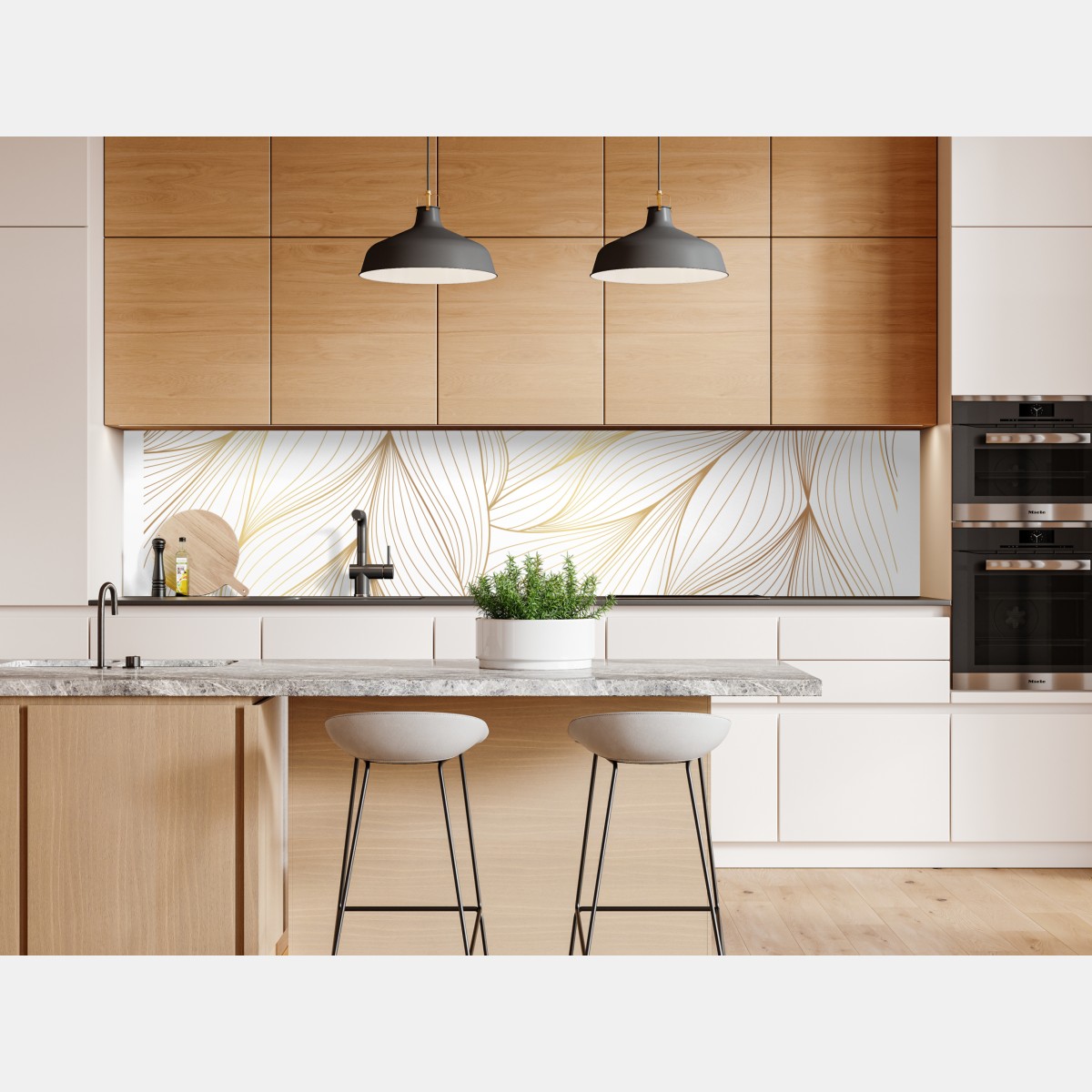 Naklejka repozycjonowalna złote płynne linie abstrakcyjny wzór – Wallissimo® Naklejka repozycjonowalna złote płynne linie abstrakcyjny wzór – Wallissimo®