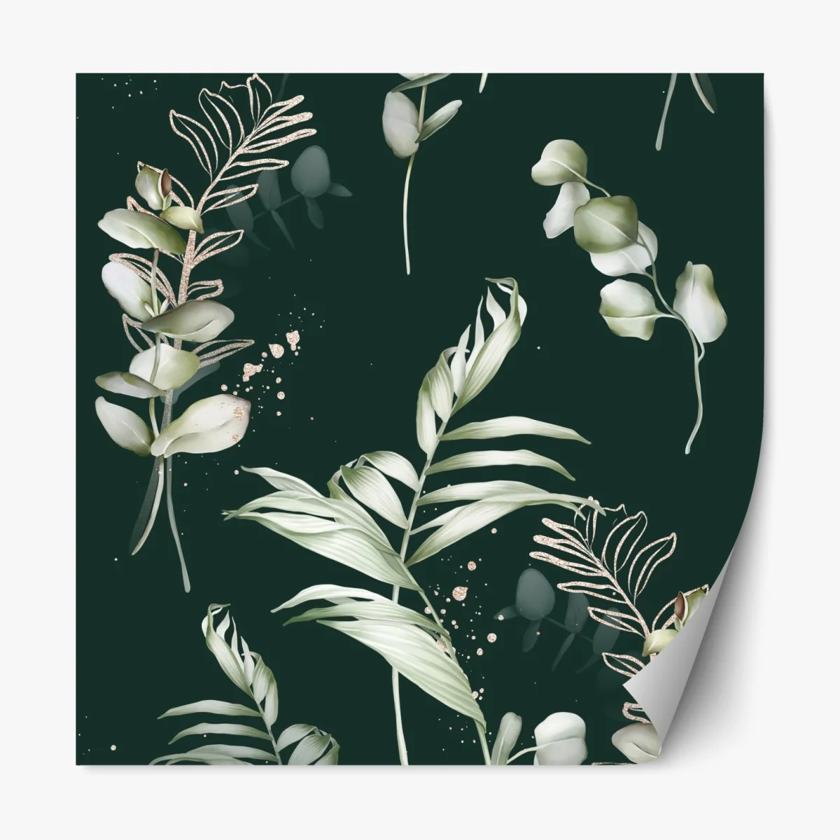 Naklejka repozycjonowalna wzór eukaliptusa ze złotymi akcentami – Wallissimo® Naklejka repozycjonowalna wzór eukaliptusa ze złotymi akcentami – Wallissimo®