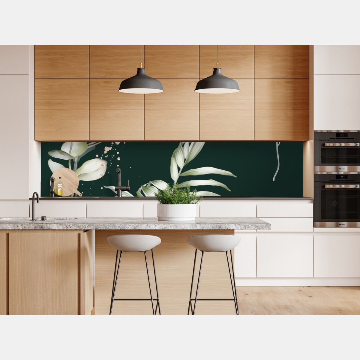 Naklejka repozycjonowalna wzór eukaliptusa ze złotymi akcentami – Wallissimo® Naklejka repozycjonowalna wzór eukaliptusa ze złotymi akcentami – Wallissimo®