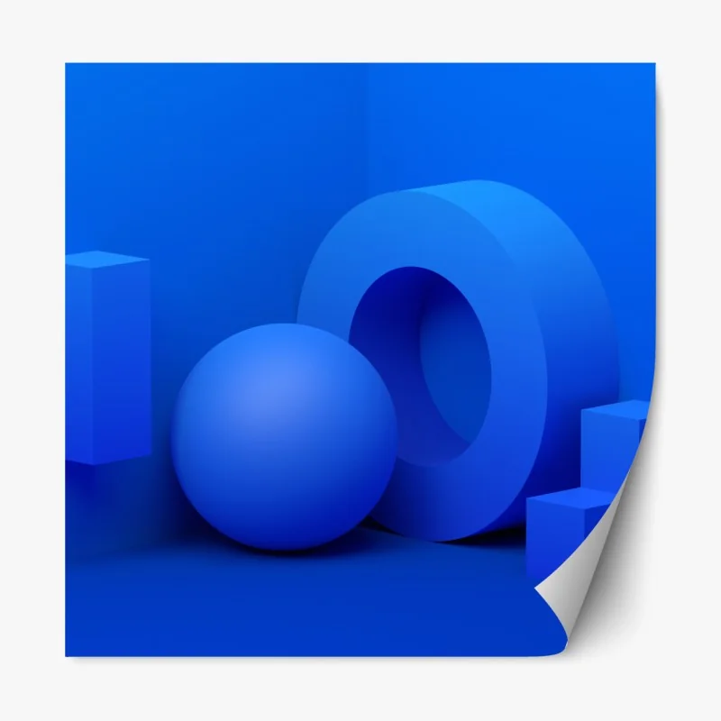 Naklejka repozycjonowalna niebieska geometryczna kompozycja 3d