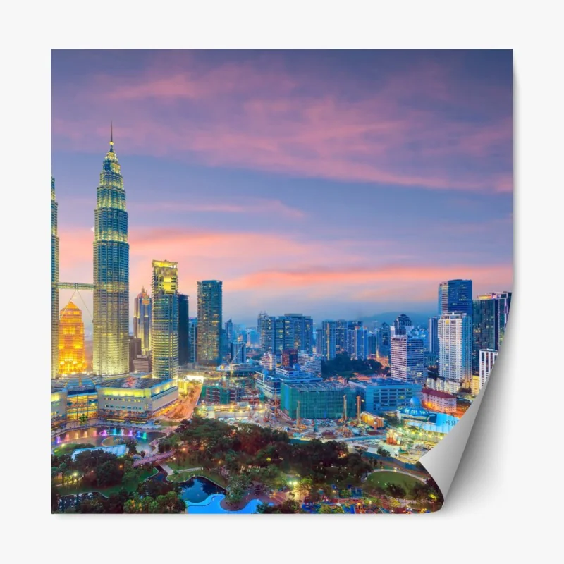 Naklejka repozycjonowalna pastelowy wzór liści miłorzębu ze złotymi akcentami – Wallissimo®