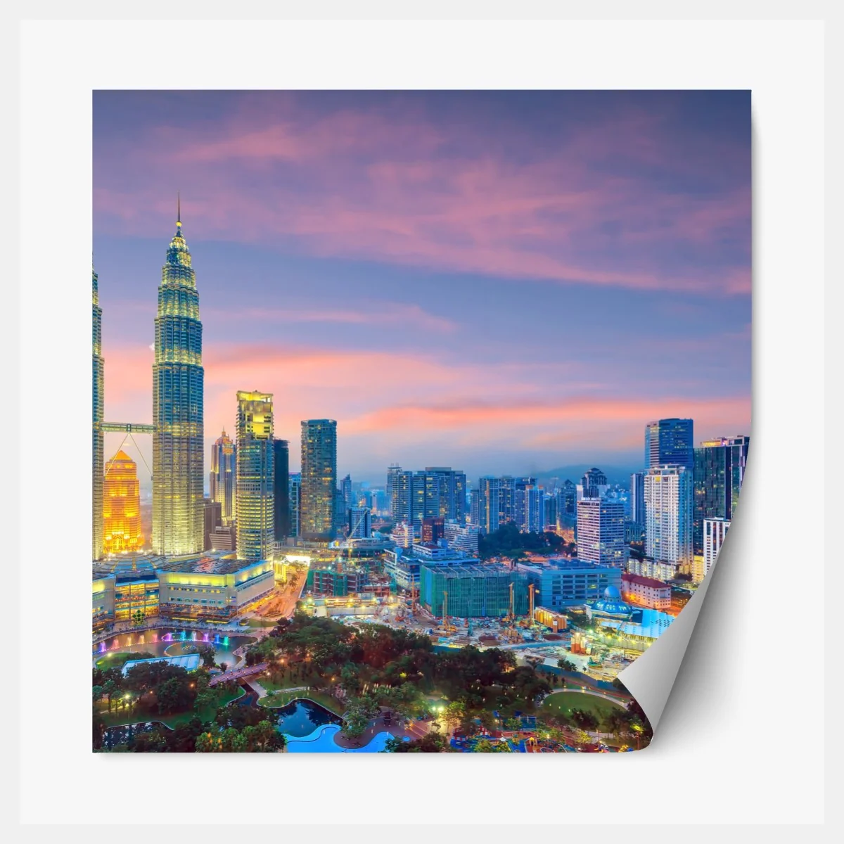 Naklejka repozycjonowalna Kuala Lumpur panorama o zmierzchu – Wallissimo® Naklejka repozycjonowalna Kuala Lumpur panorama o zmierzchu – Wallissimo®