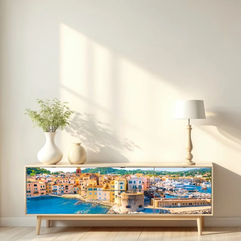 Naklejka repozycjonowalna słoneczny port śródziemnomorski – Wallissimo® Naklejka repozycjonowalna słoneczny port śródziemnomorski – Wallissimo®