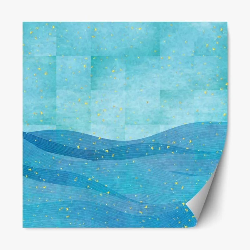 Naklejka repozycjonowalna turkusowe fale abstrakcyjna kompozycja