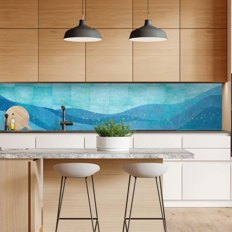 Naklejka repozycjonowalna słoneczny taras śródziemnomorski z widokiem na morze – Wallissimo®