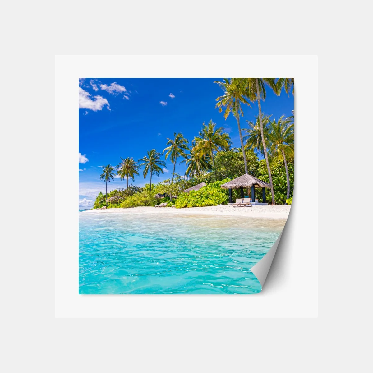 Naklejka repozycjonowalna tropikalna turkusowa plaża – Wallissimo® Naklejka repozycjonowalna tropikalna turkusowa plaża – Wallissimo®