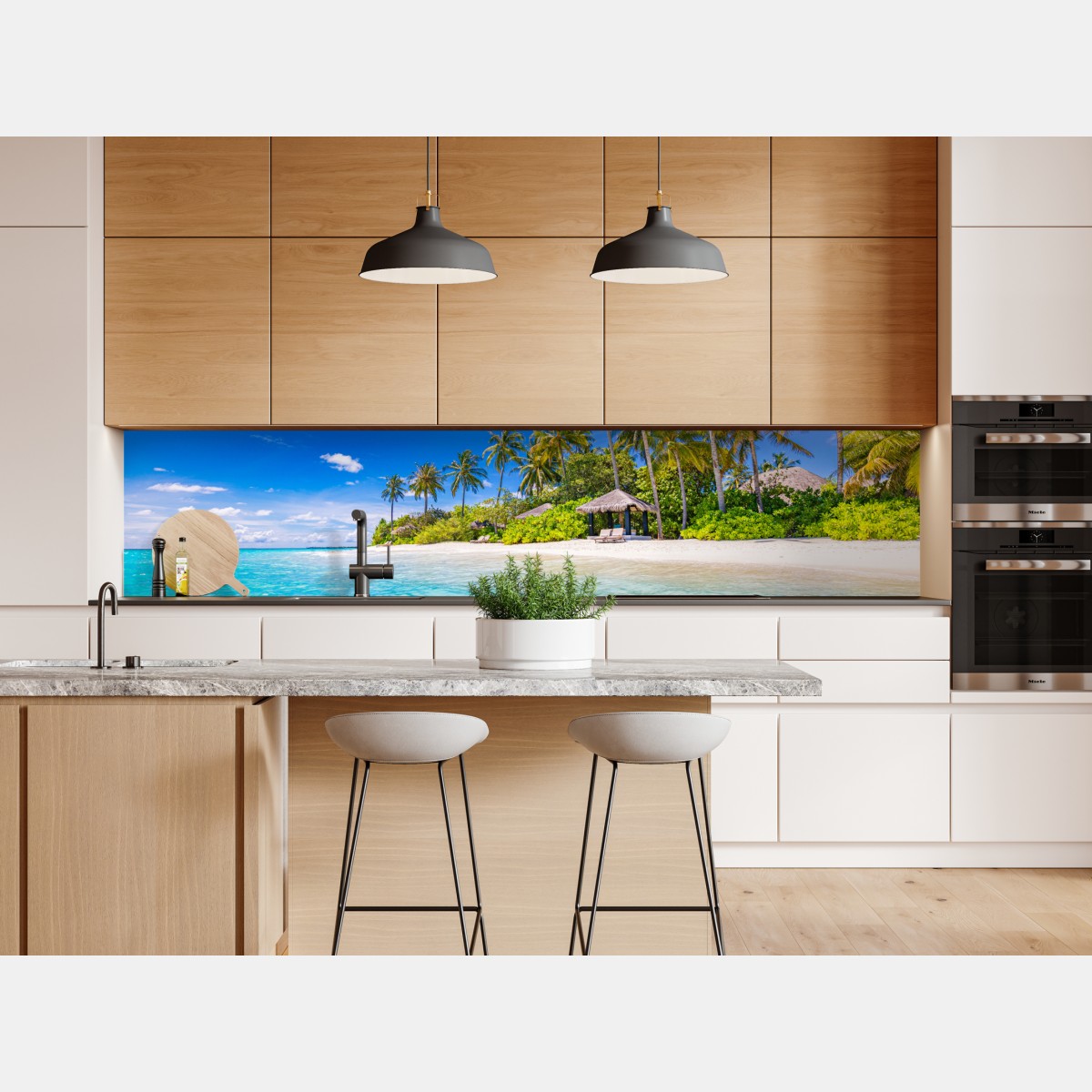 Naklejka repozycjonowalna tropikalna turkusowa plaża – Wallissimo® Naklejka repozycjonowalna tropikalna turkusowa plaża – Wallissimo®