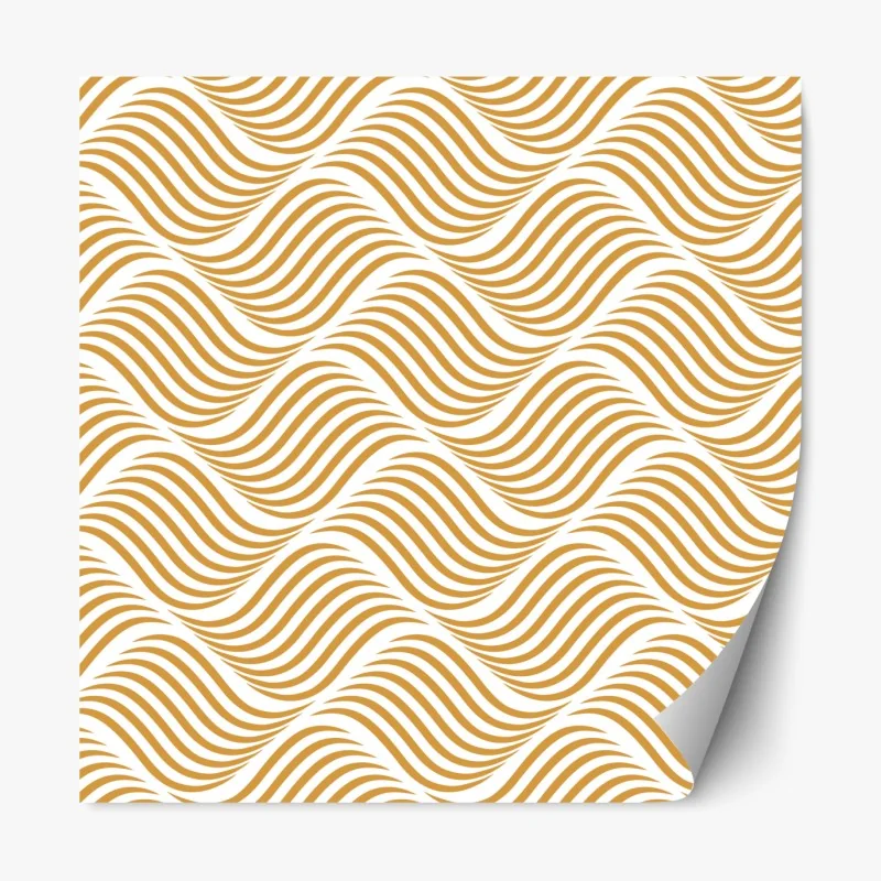 Naklejka repozycjonowalna złoty wzór falowy do dekoracji ściennej