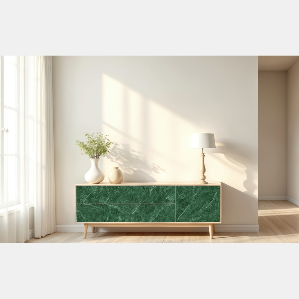 Naklejka repozycjonowalna zielona tekstura marmuru – Wallissimo® Naklejka repozycjonowalna zielona tekstura marmuru – Wallissimo®