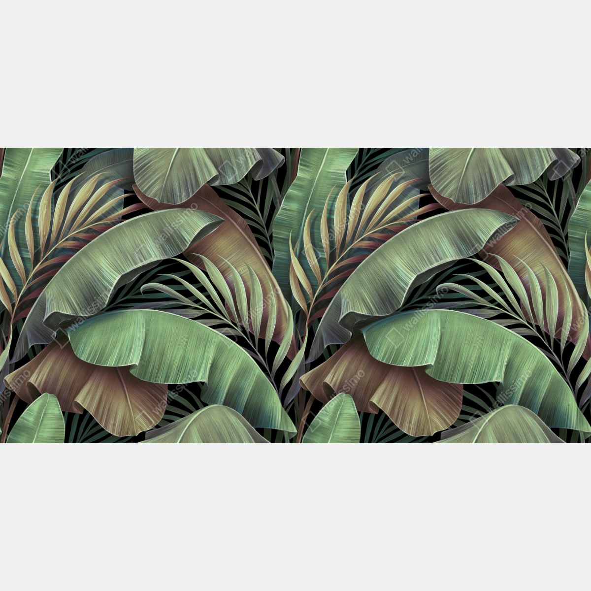 Naklejka repozycjonowalna wzór tropikalnych liści – Wallissimo® Naklejka repozycjonowalna wzór tropikalnych liści – Wallissimo®