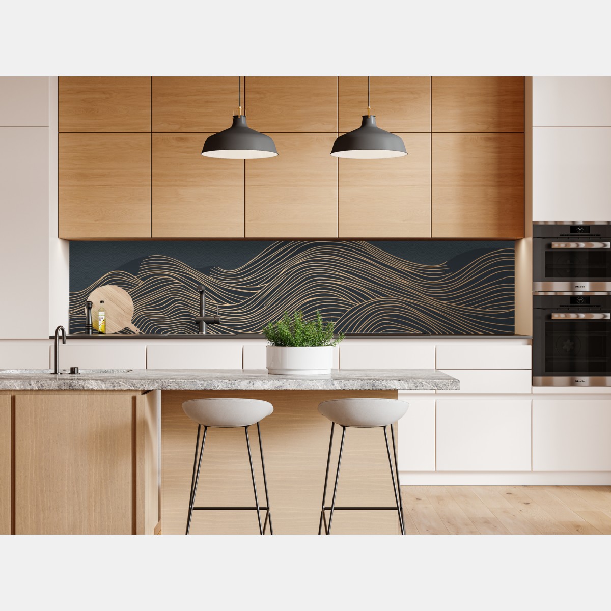 Naklejka repozycjonowalna złote fale w japońskim stylu – Wallissimo® Naklejka repozycjonowalna złote fale w japońskim stylu – Wallissimo®