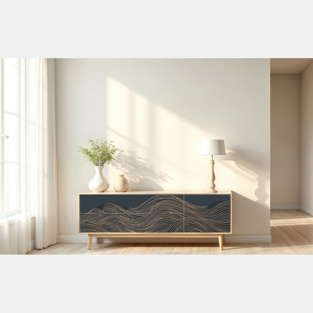 Naklejka repozycjonowalna złote fale w japońskim stylu – Wallissimo® Naklejka repozycjonowalna złote fale w japońskim stylu – Wallissimo®