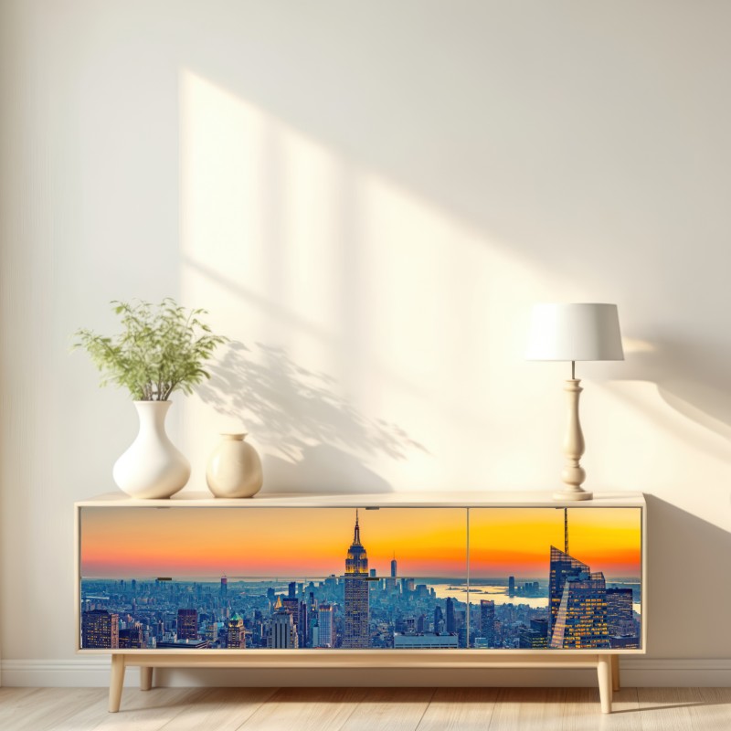 Naklejka repozycjonowalna zachód słońca nad Nowym Jorkiem – Wallissimo® Naklejka repozycjonowalna zachód słońca nad Nowym Jorkiem – Wallissimo®