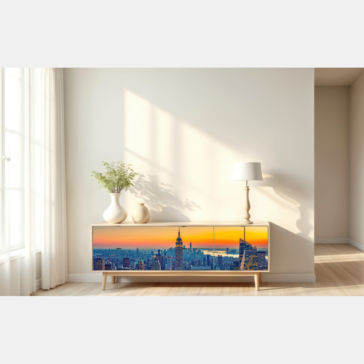 Naklejka repozycjonowalna zachód słońca nad Nowym Jorkiem – Wallissimo® Naklejka repozycjonowalna zachód słońca nad Nowym Jorkiem – Wallissimo®